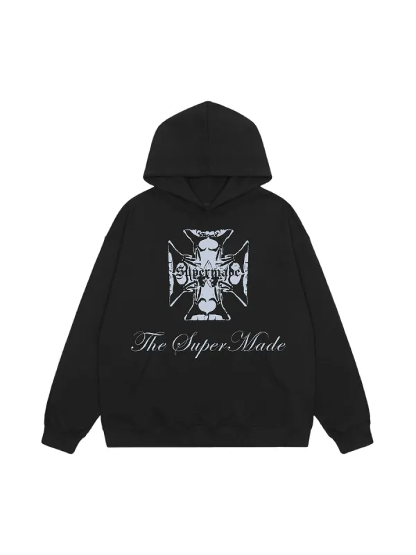 Street Cross Letters Print Hoodie sold by Thesupermade