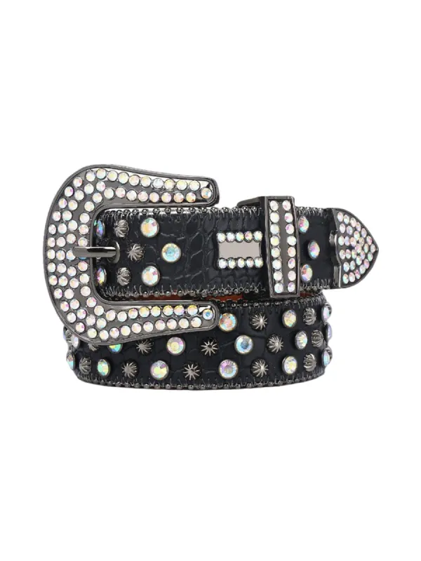 Punk Style Metal Hotfix Rhinestone Belt sold by Thesupermade