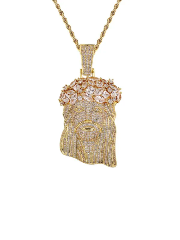 Rhinestone Hotfix Jesus Pendant Copper Necklace - 2441 sold by Thesupermade