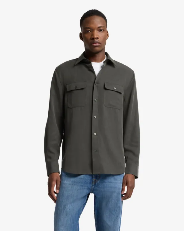 Fluid Military Shirt in Forest Green sold by 7 For All Mankind