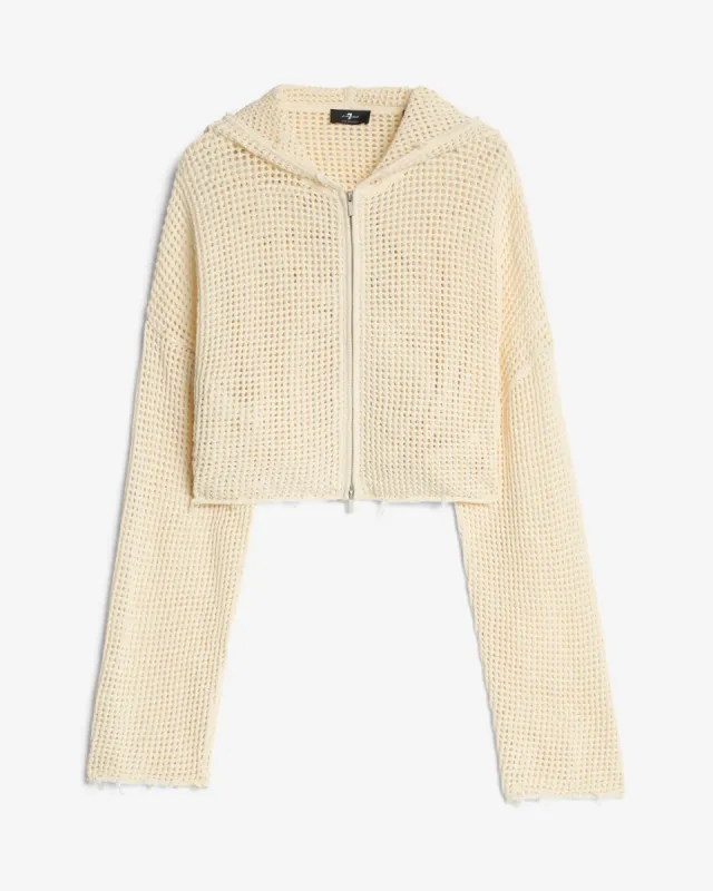 Cropped Open Knit Hoodie in Solitary Star sold by 7 For All Mankind