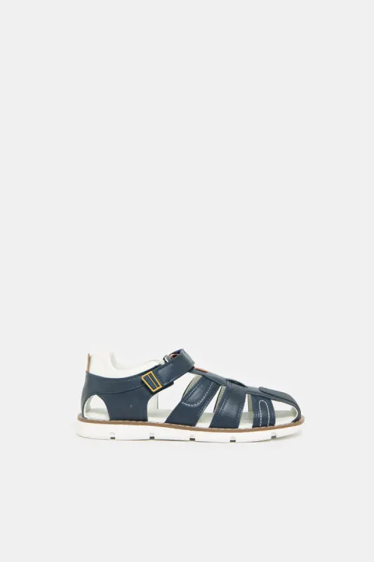 Senior  Boys Navy Fisherman Sandals sold by Redtag