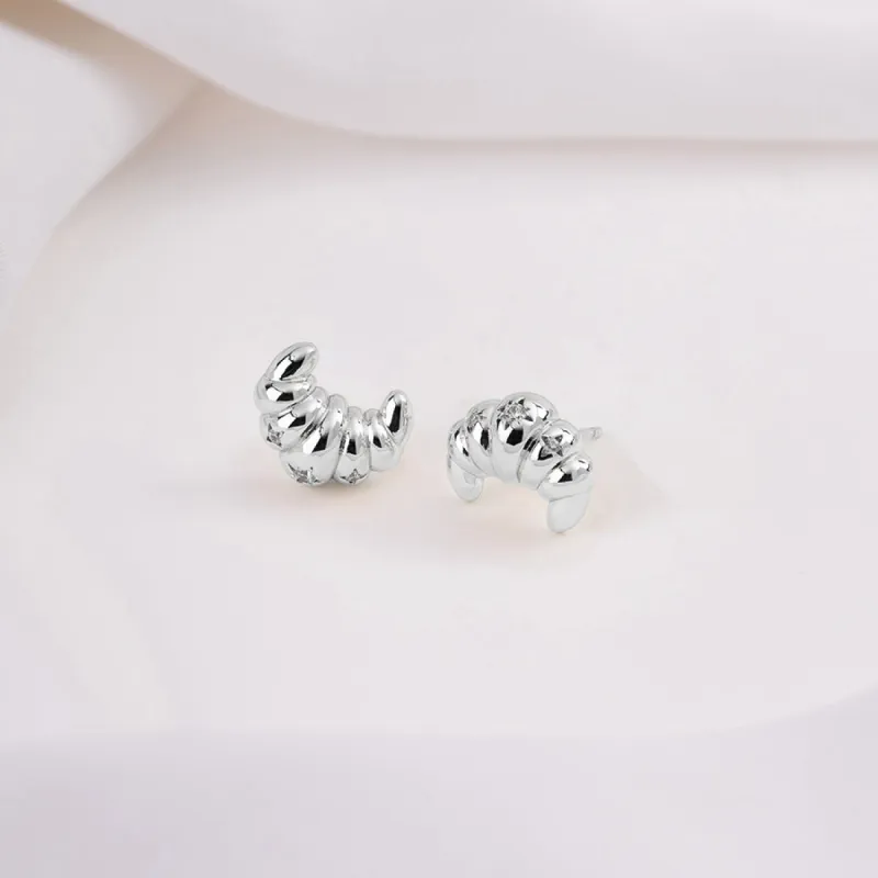 Croissant Silver Stud Earrings sold by Wanderlust and Co