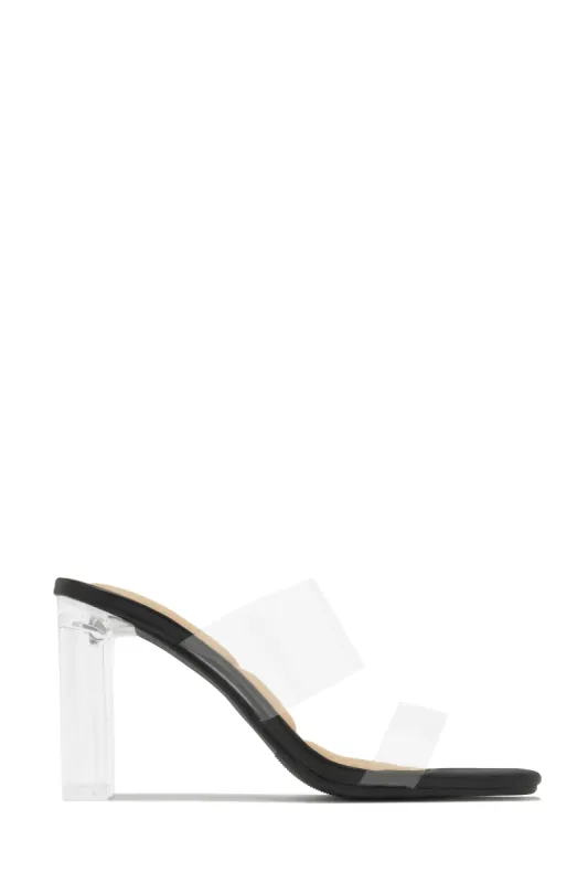 Jordana Clear Strap Mule Heels - Black sold by Miss Lola
