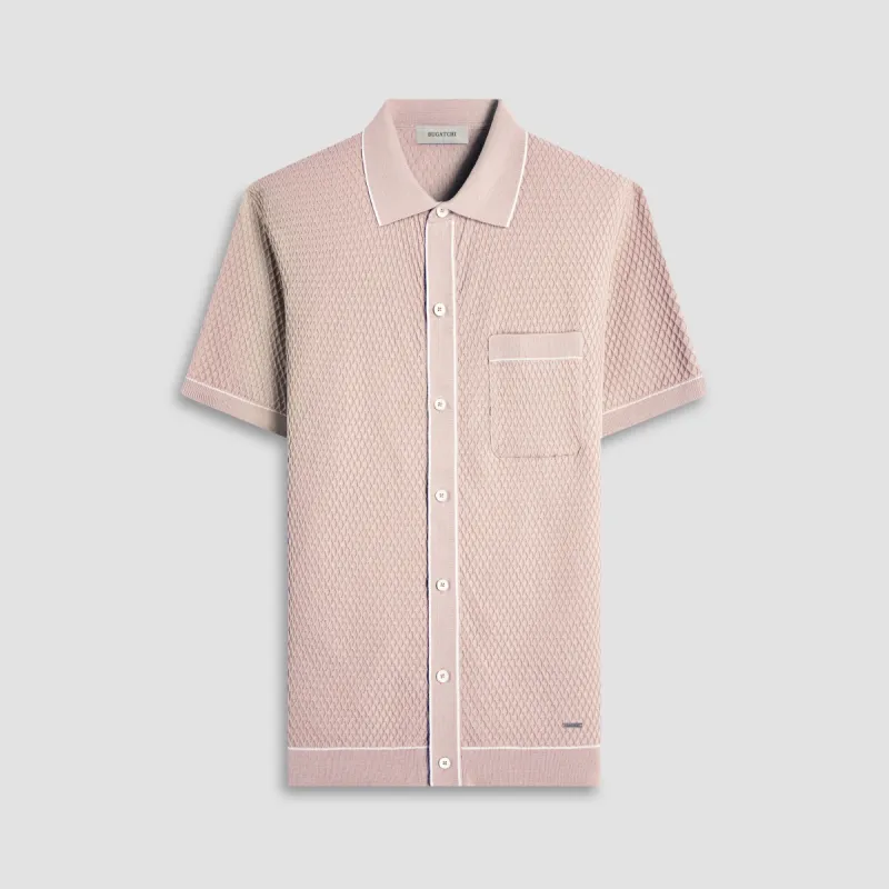 Textured Geometric Short-Sleeve Knit Shirt sold by Bugatchi