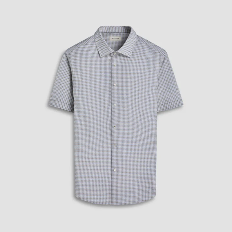 Miles Gingham Check OoohCotton Short-Sleeve Shirt sold by Bugatchi
