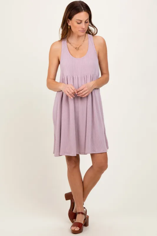 Mauve Ribbed Sleeveless Open Back Midi Dress sold by Pinkblush