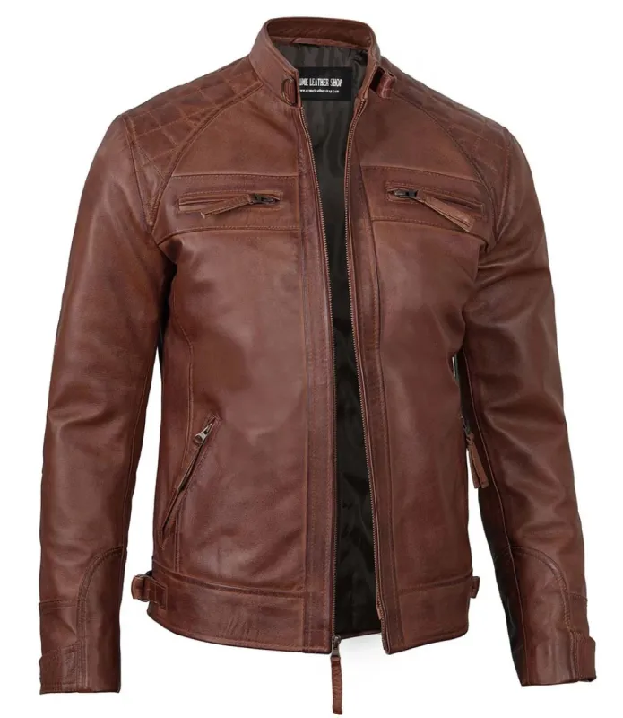 Men’s Rebel Brown Biker Leather Jacket sold by Prime Leather Shop