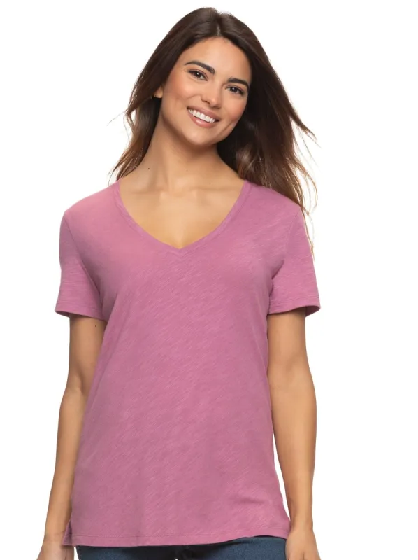 Slub Jersey V-Neck T-Shirt sold by Felina