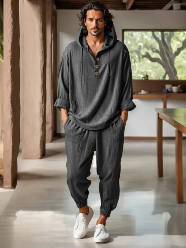 Leisure 100% Cotton Hoodie Pants Set sold by Coofandy