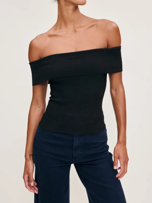 Off Shoulder Top Instasculpt™ Rib | Black sold by DL1961