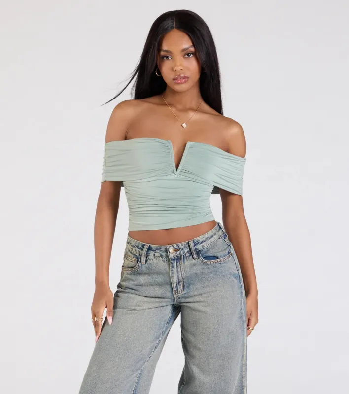 Chic Alert Off-The-Shoulder Crop Top sold by Windsor
