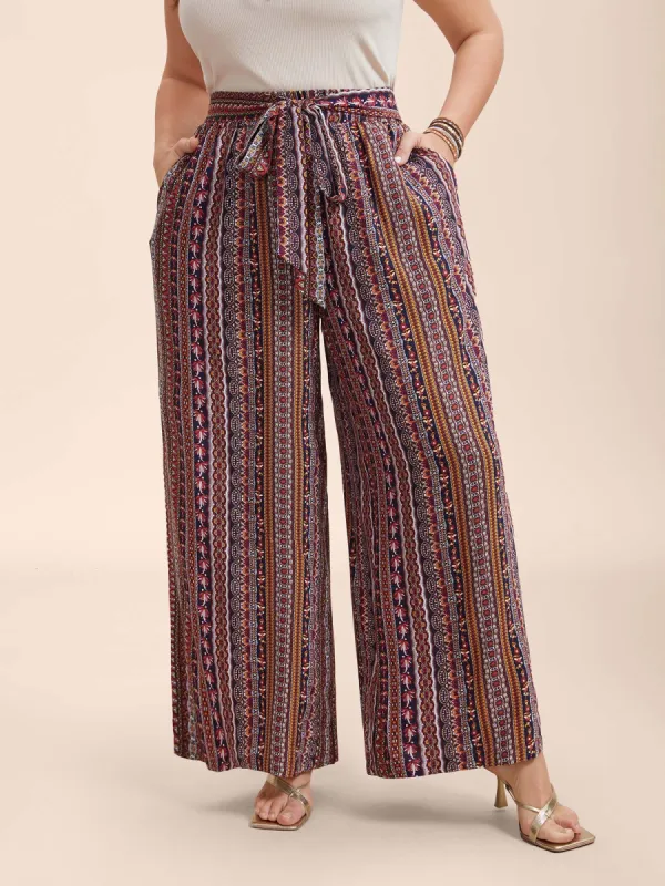 Boho Print Belted Flared Pants sold by Bloomchic