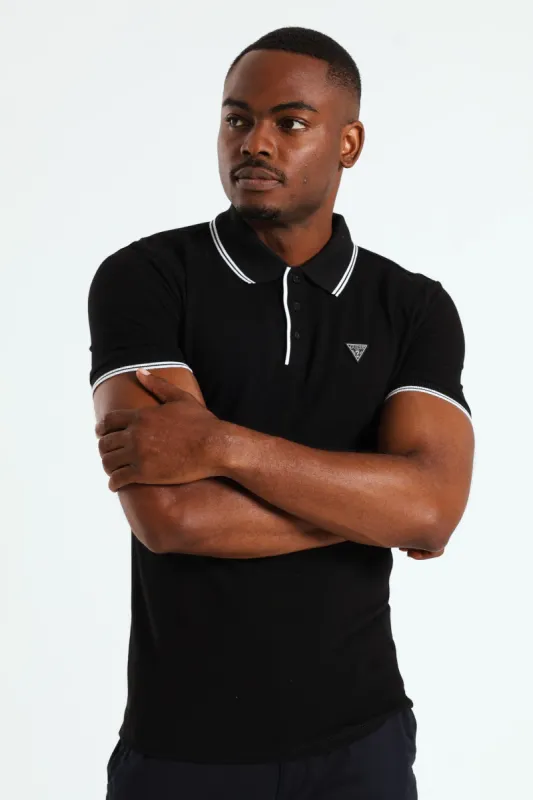 Tipped Core Polo Golfer - Black sold by Edgars