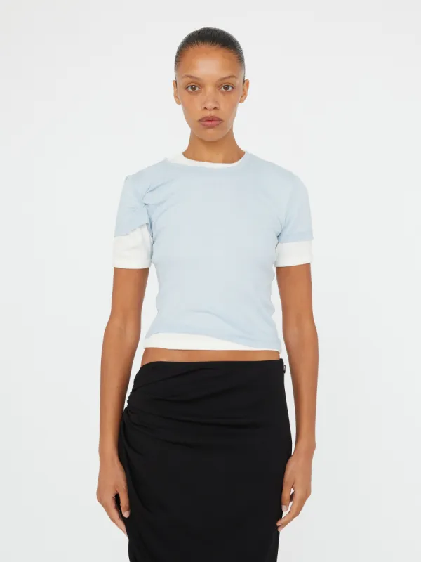 Sheer Ribbed Overlay Loophole Tee sold by Christopher Esber