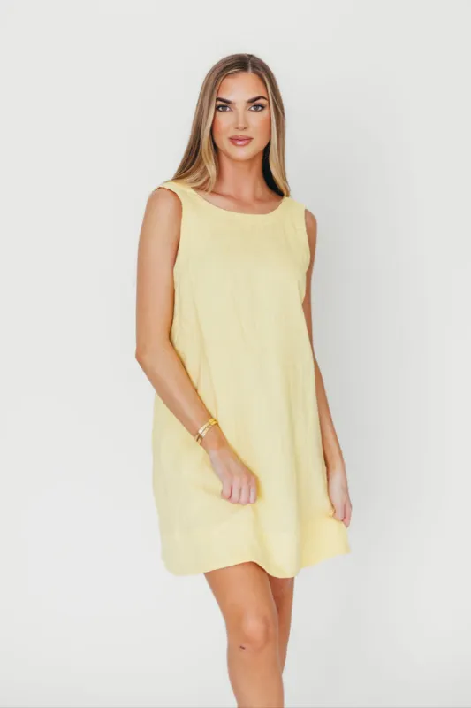 100% Linen Florence Mini Woven Dress in Pineapple *Final-Sale* sold by Worth Collective
