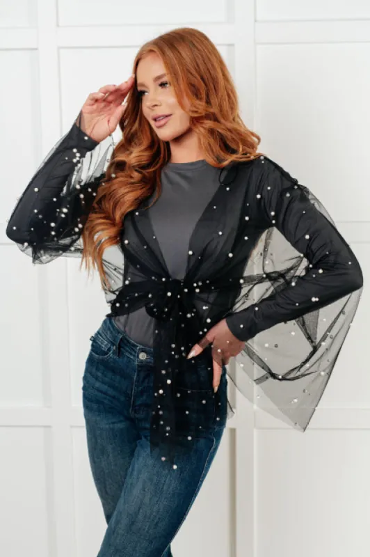 Sprinkle of Pearls Sheer Kimono sold by Boujee Boutique