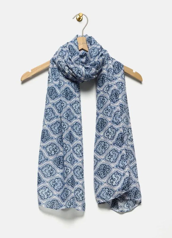 Blue Printed Lightweight Scarf sold by Mint Velvet