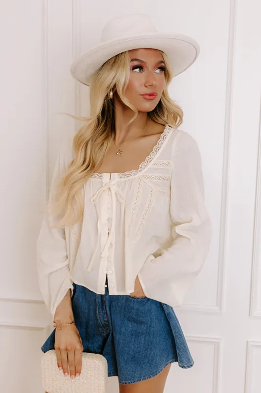 Boho Energy Lace Top in Cream sold by Impressions