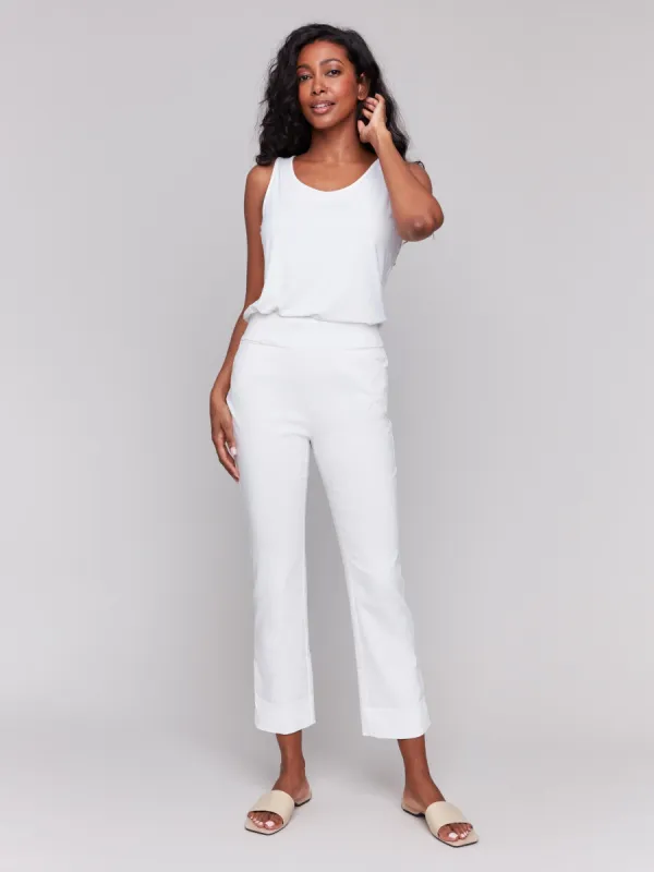 Capri Pants With Hem Slit - White sold by Charlie B