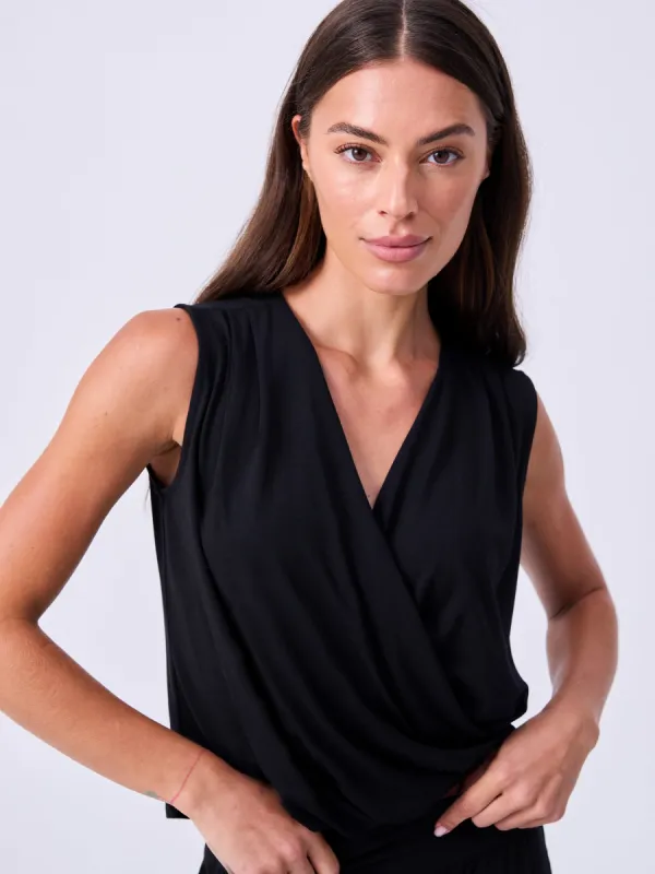 Athena Drape Top - Black sold by Dharma Bums