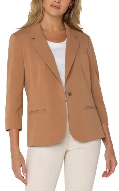 FITTED BLAZER WITH RUCHED SLEEVES sold by Liverpool Jeans Company