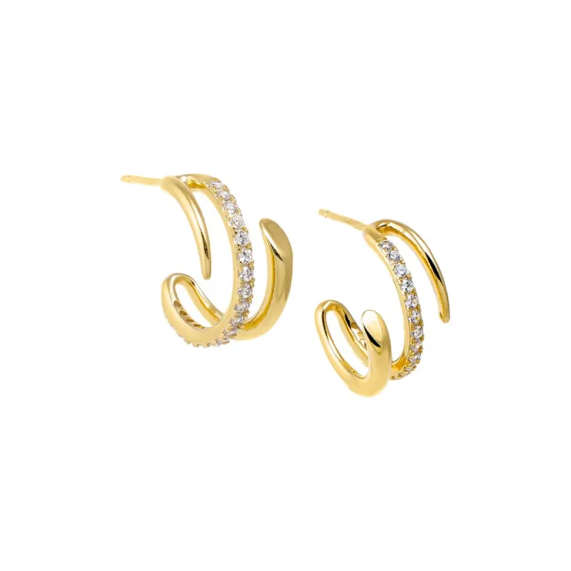 Diamond Solid/Pave Open Hoop Earring 14K sold by Adina Eden's