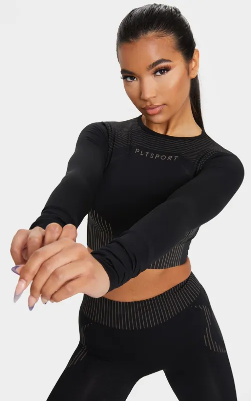 PRETTYLITTLETHING Black Seamless Contour Long Sleeve Top sold by Pretty Little Thing