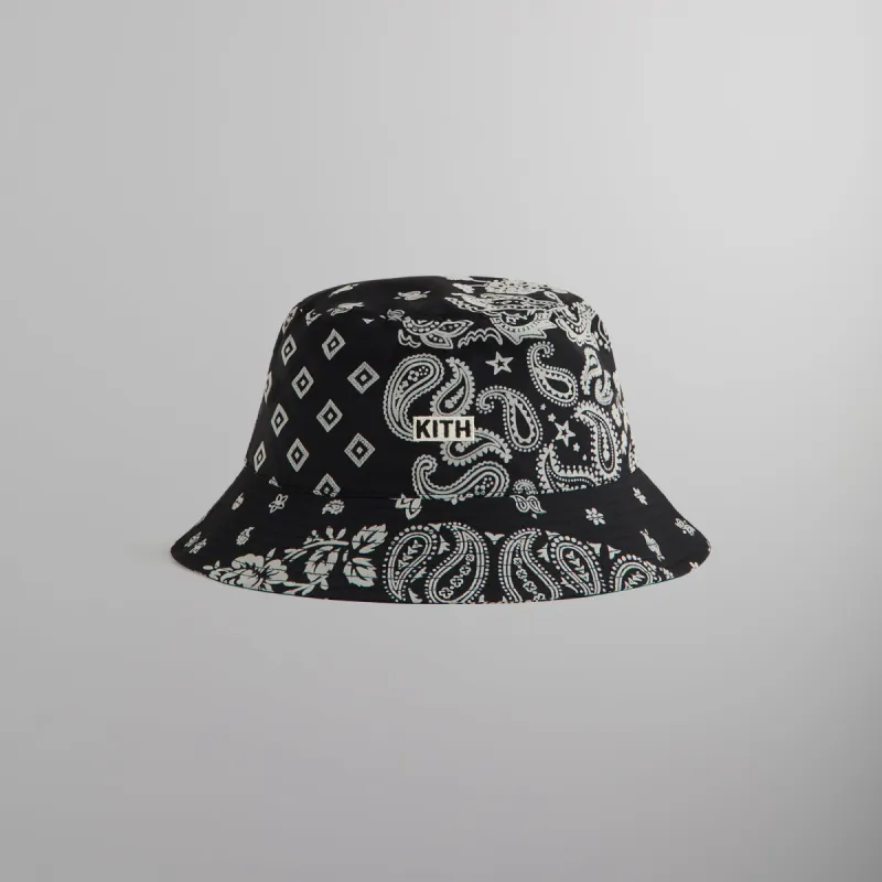 Kith Flocked Nylon Dawson Bucket Hat - Black sold by Kith