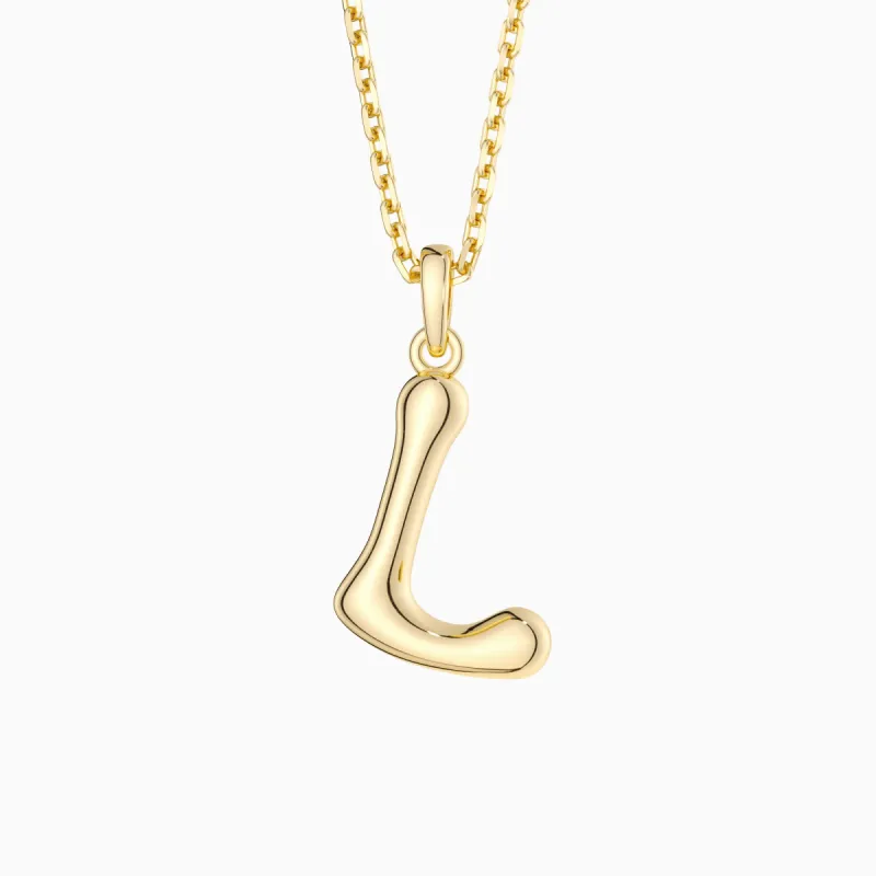 Bubble Initial Letter L Pendant Necklace sold by Vanimy Jewelry