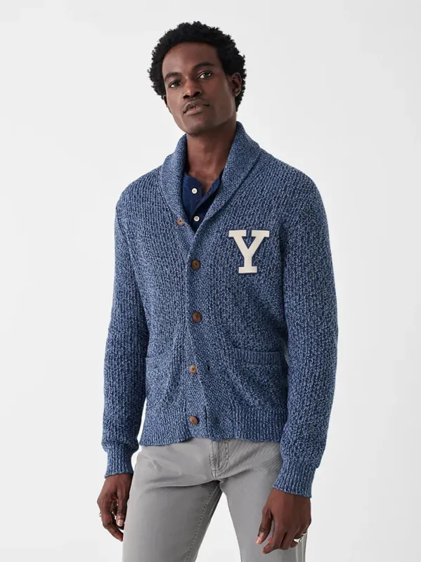 Yale Marled Cotton Cardigan - Navy Night Marl sold by Faherty