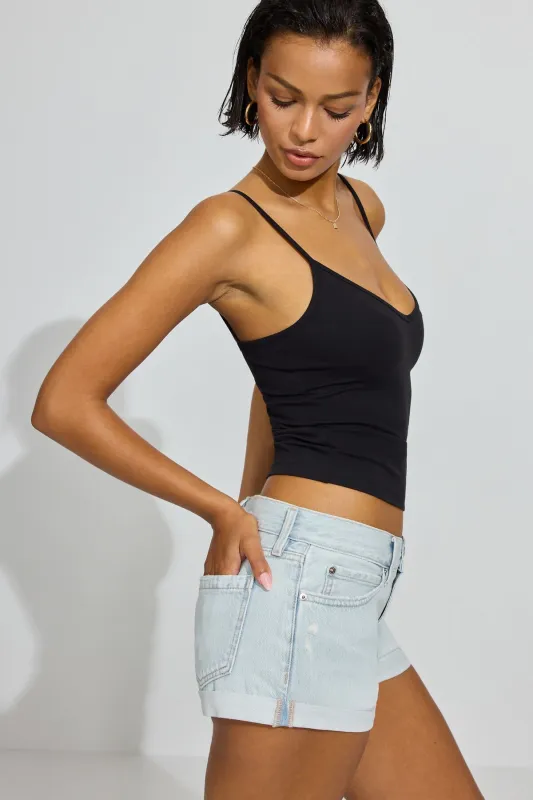 Low Rise Cuffed Denim Shorts sold by Garage
