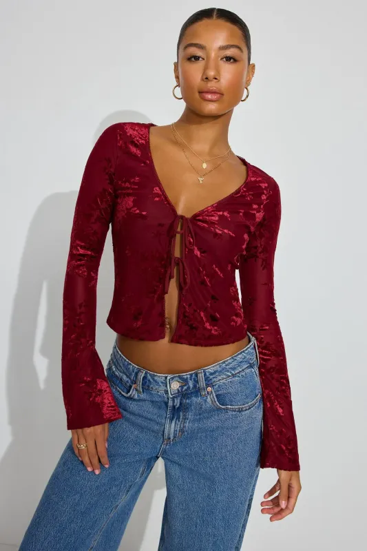 Flyaway Burnout Long Sleeve Top sold by Garage