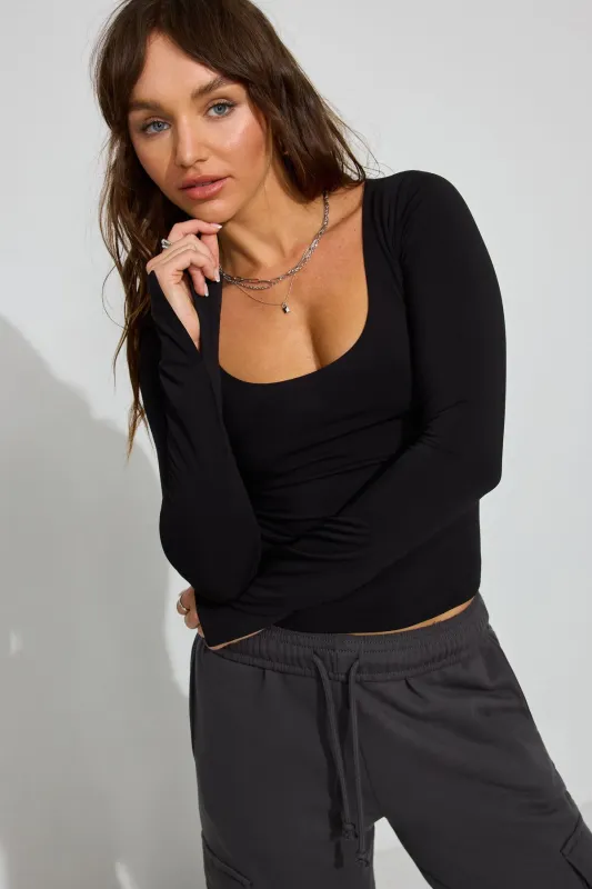 Extreme Scoop Neck Long Sleeve Top sold by Garage