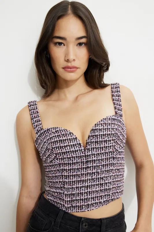 Sweetheart Tweed Bustier Top sold by Dynamite