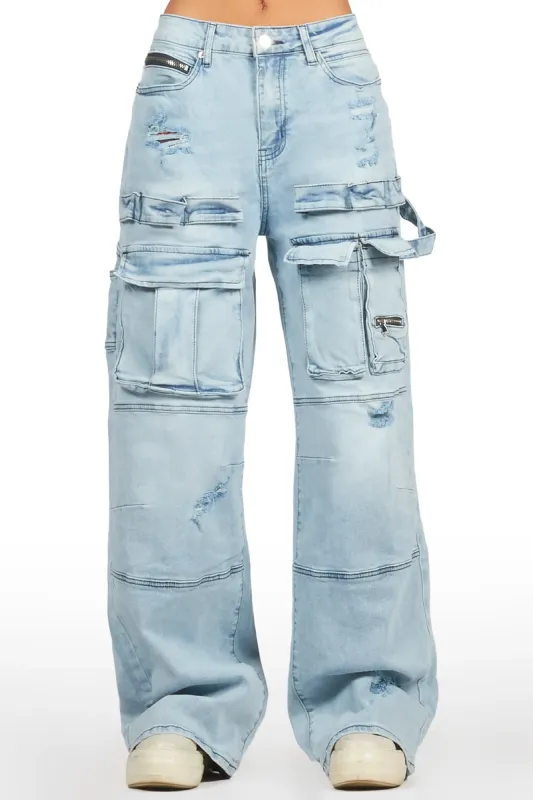 Shakyra Light Wash Baggy Cargo Jean sold by Rockstar Original
