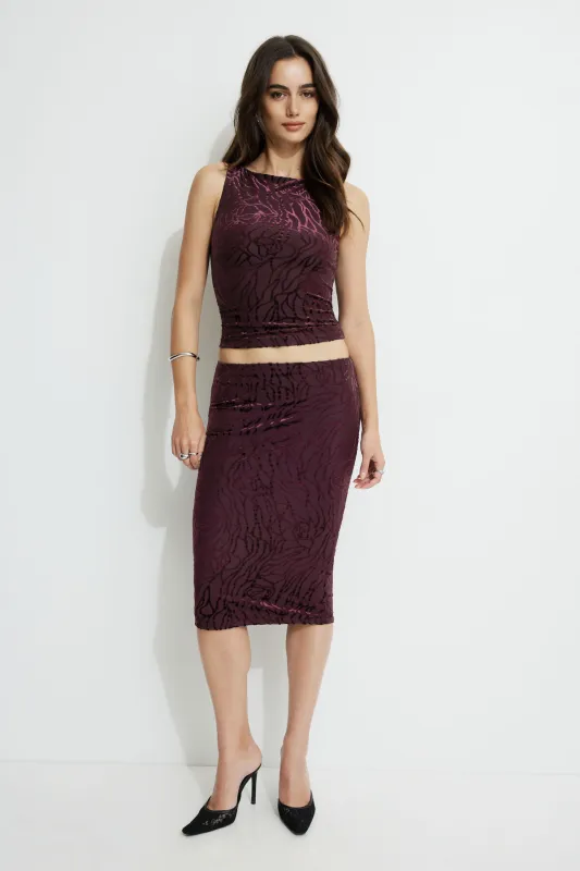 Alana Burnout Midi Skirt sold by Dynamite