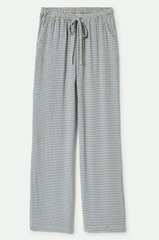 Hudson Lounge Pant - Azure Blue Gingham sold by Brixton