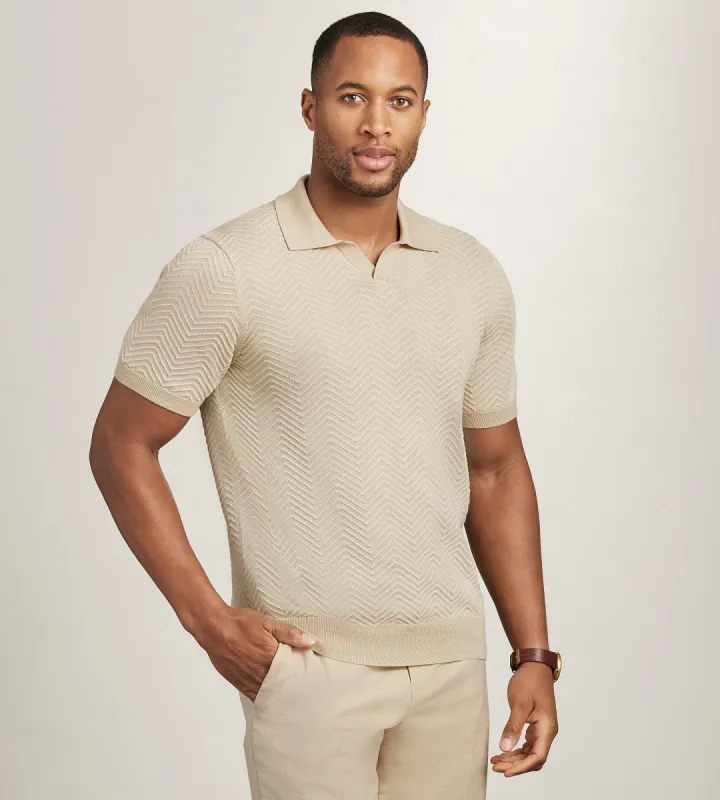 Modern Fit Short Sleeve Johnny-Collar Sweater Knit Polo sold by Tip Top