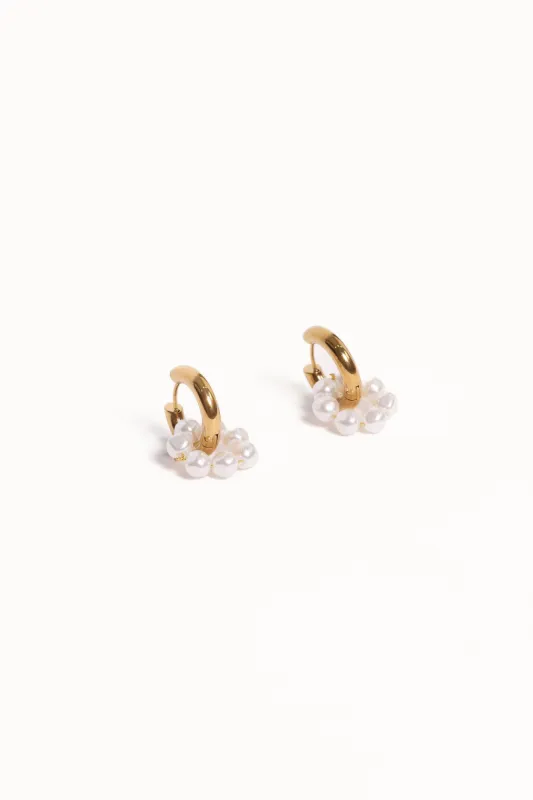 Cheri Earrings - Gold/Pearl sold by Petal & Pup