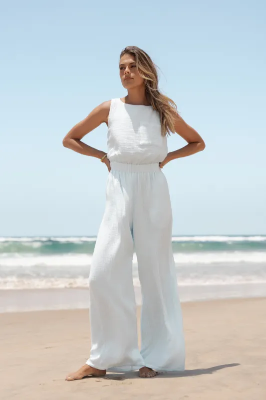 Brenna Cotton Jumpsuit - Pale Blue sold by Petal & Pup