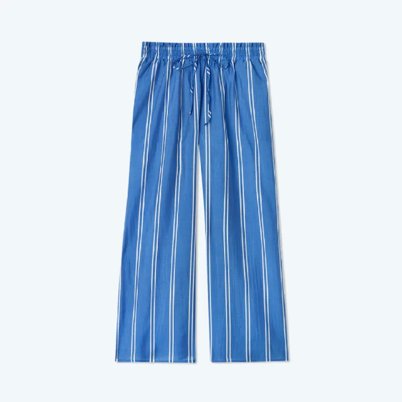 The Effortless Crop Wide Leg Pant - French Stripe in Indigo sold by Summersalt
