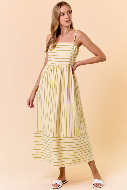 Yellow Striped Sleeveless Maxi Dress sold by Pinkblush