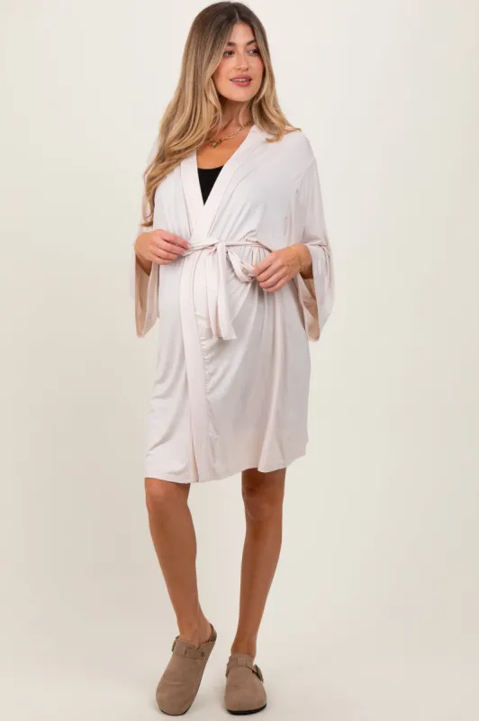 Beige Delivery/Nursing Maternity Robe sold by Pinkblush