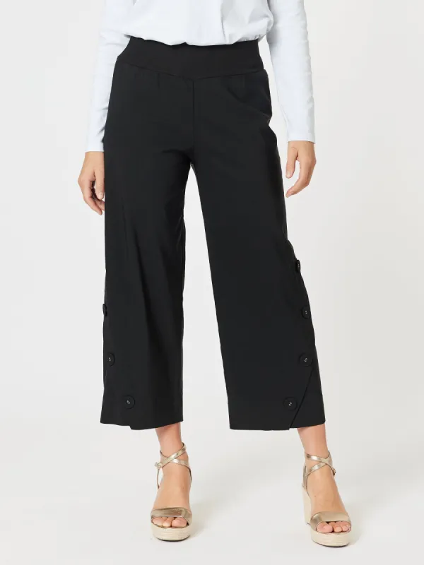 Gallery Wide Leg Button Hem Pant - Black sold by RC & Co