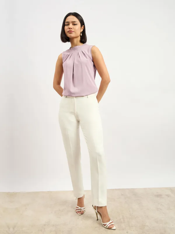 Wheat Front Pleat Top - Lilac sold by Salt Attire