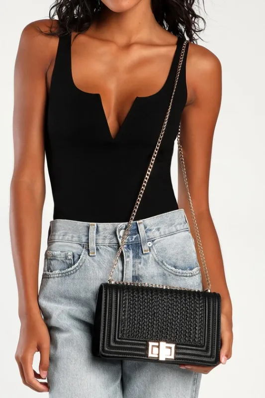 Let's Go Out Later Black Braided Crossbody Bag sold by Lulus