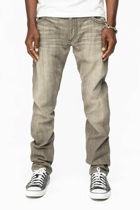CLASSIC 5 POCKET  SLIM  LEG JEANS  IN GREY 3D LIGHT WASH sold by Robin's Jean