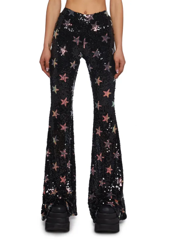 Celestial Groove Sequin Flare Pants sold by Dolls Kill