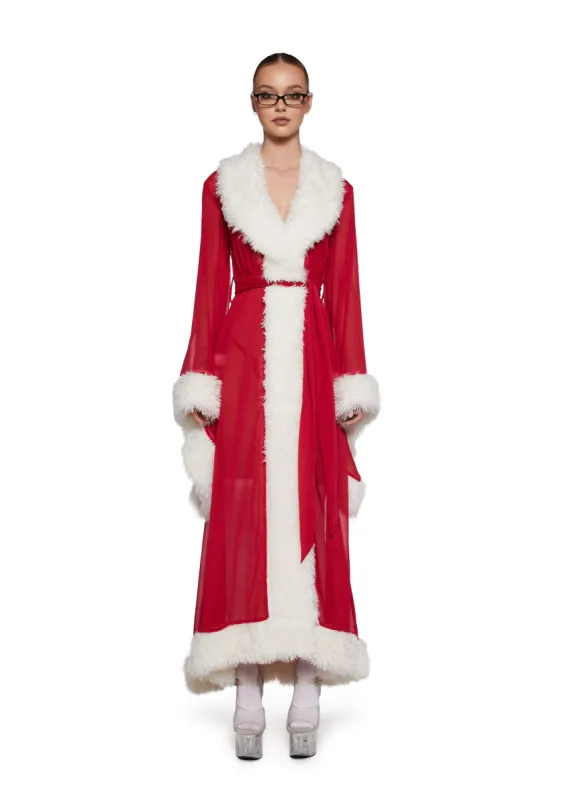 Feminine Fantasy Sheer Robe - Red sold by Dolls Kill